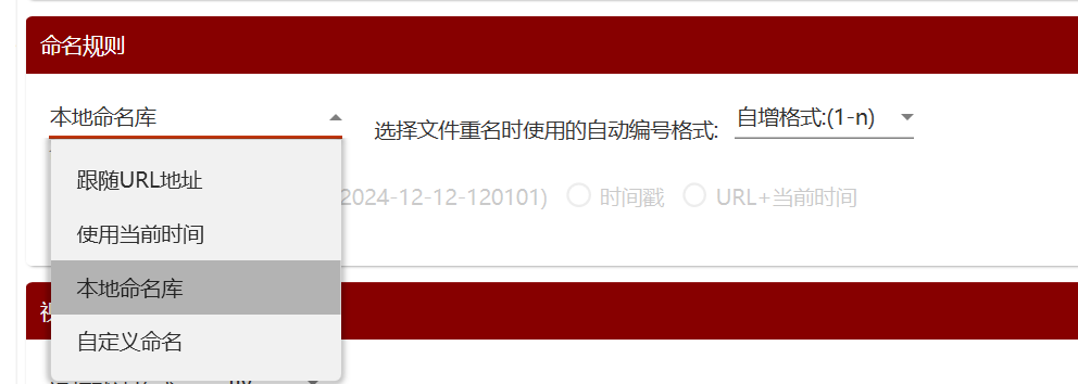 自动命名方式选择界面